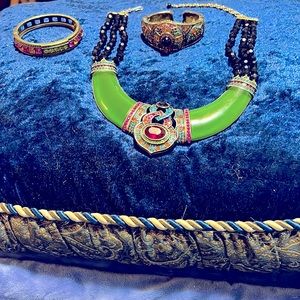 Original high end Heidi Daus statement necklace and 2 cuff bracelets suite